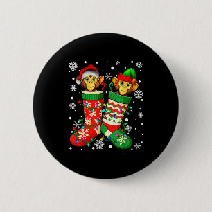 Santa Monkey Animal In Christmas Socks Men Women Button