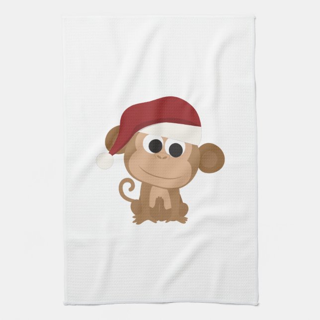 Santa Monkey Kitchen Towel (Vertical)