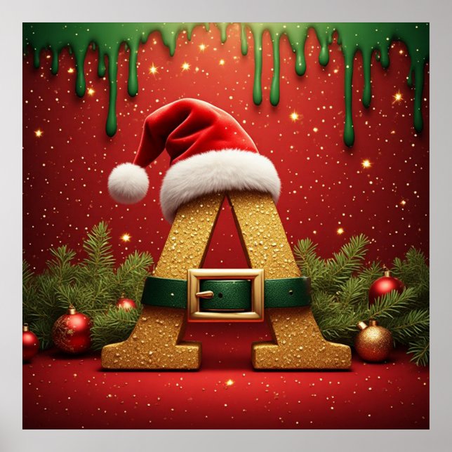 Santa Monogram A For Christmas Gifts Poster (Front)