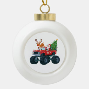 Santa Monster Truck Reindeer Christmas Tree Xmas Ceramic Ball Christmas Ornament