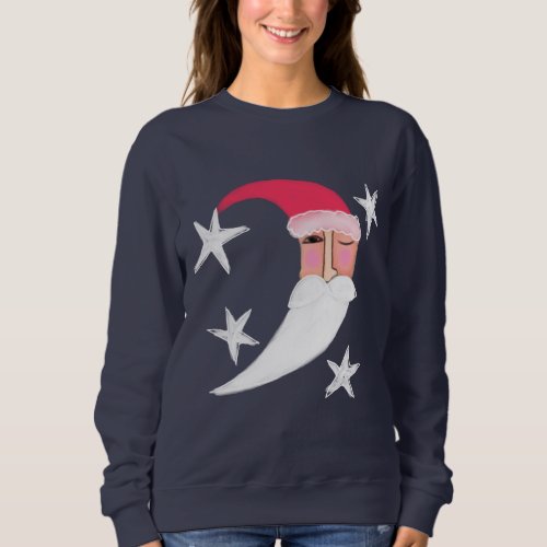 Santa Moon Abstract Christmas Art to Wear Sweatshirt