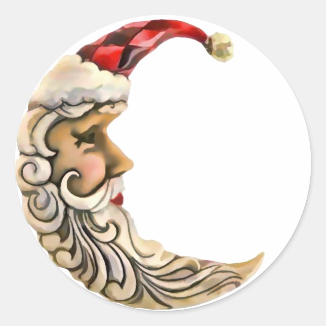 Santa Moon Christmas Classic Round Sticker (Front)