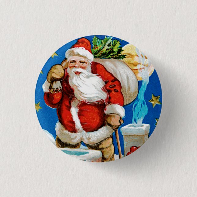 Santa Moon Pinback Button (Front)