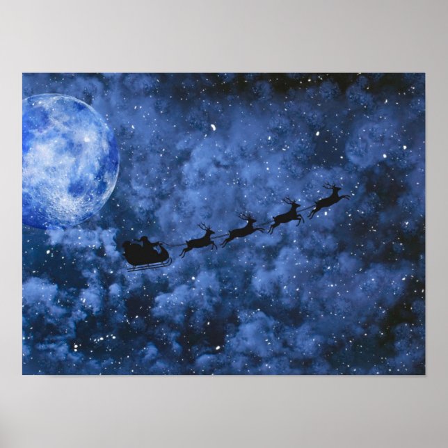 Santa Moonlight Flying Poster (Front)