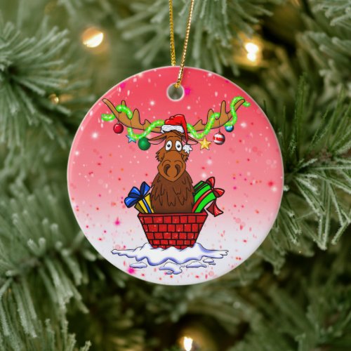 Santa Moose Christmas Ornament