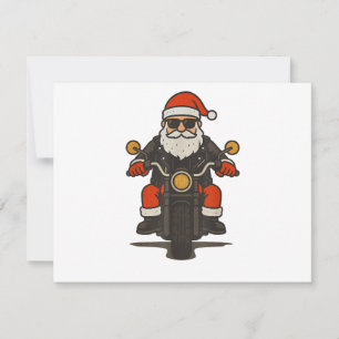 Santa Motorcycle Christmas Vintage Funny Biker Holiday Card