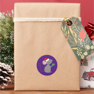 Santa Mouse Classic Round Sticker