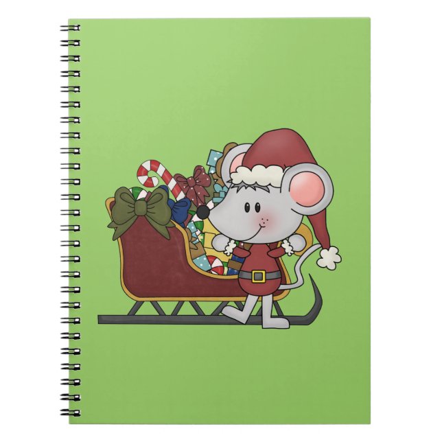 Santa Mouse With Sled Notebook (Front)