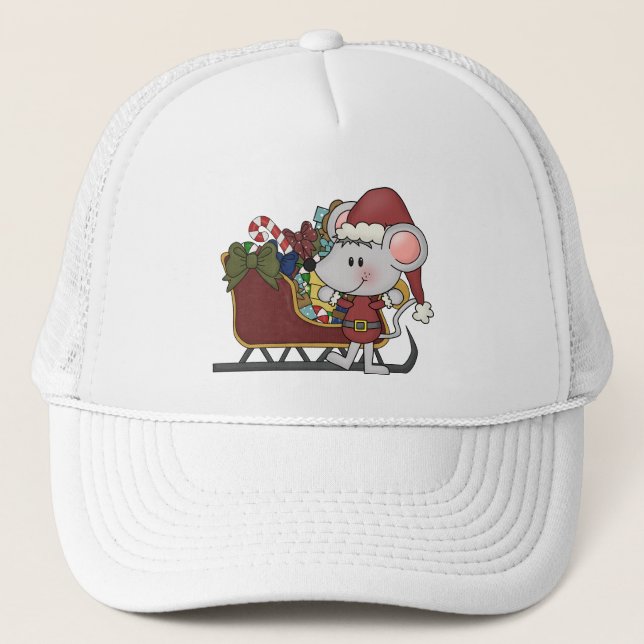 Santa Mouse With Sled Trucker Hat (Front)
