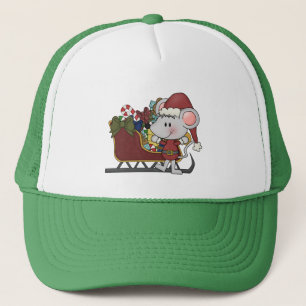 Santa Mouse With Sled Trucker Hat