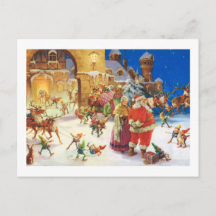 SANTA & MRS. CLAUS AT THE NORTH POLE HOLIDAY POSTCARD