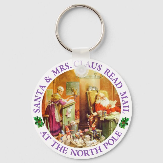 Santa & Mrs. Claus at the North Pole Keychain (Front)