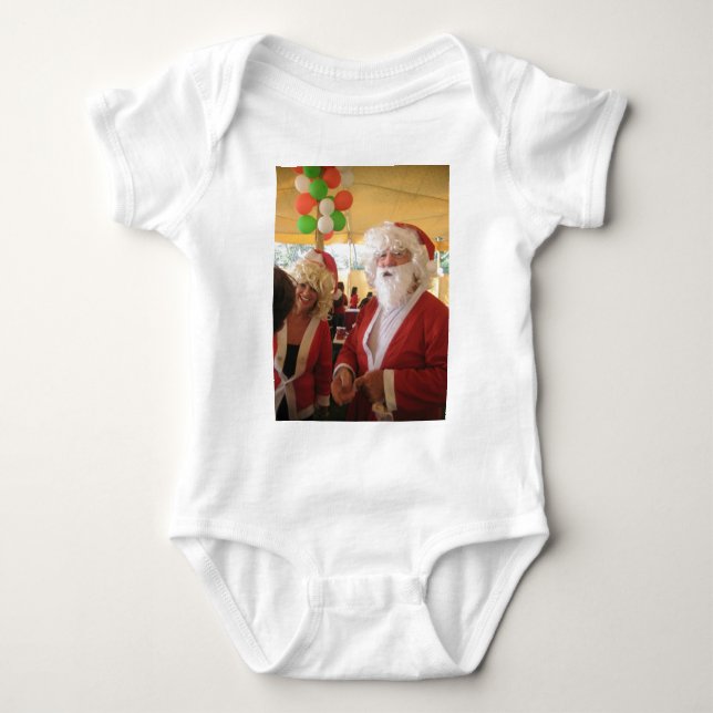Santa & Mrs. Claus Christmas Celebration – Festive Baby Bodysuit (Front)