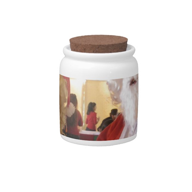 Santa & Mrs. Claus Christmas Celebration – Festive Candy Jar (Front)