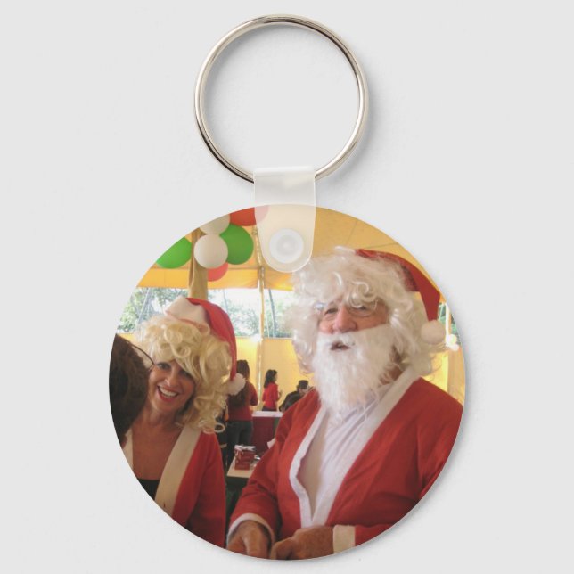 Santa & Mrs. Claus Christmas Celebration – Festive Keychain (Front)
