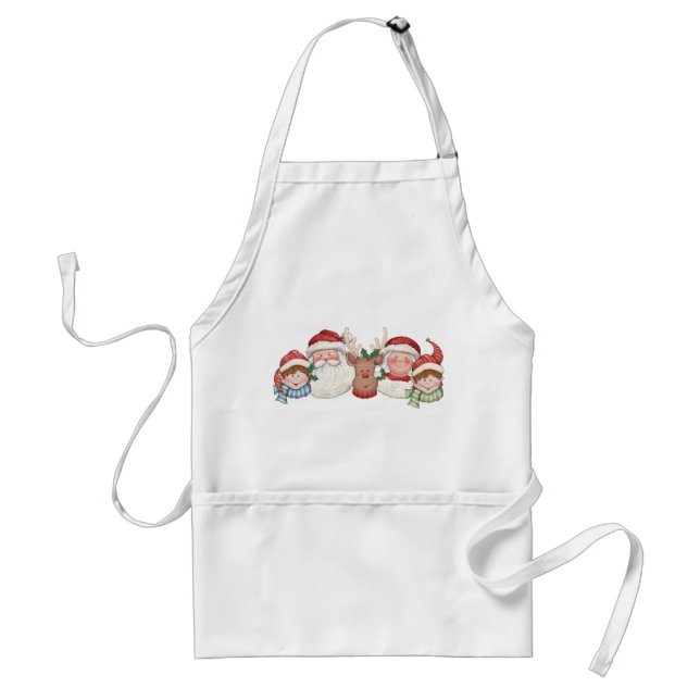 Santa & Mrs. Claus - Elf - Reindeer Adult Apron (Front)