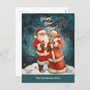 Santa Mrs Claus Happy New Year Postcard