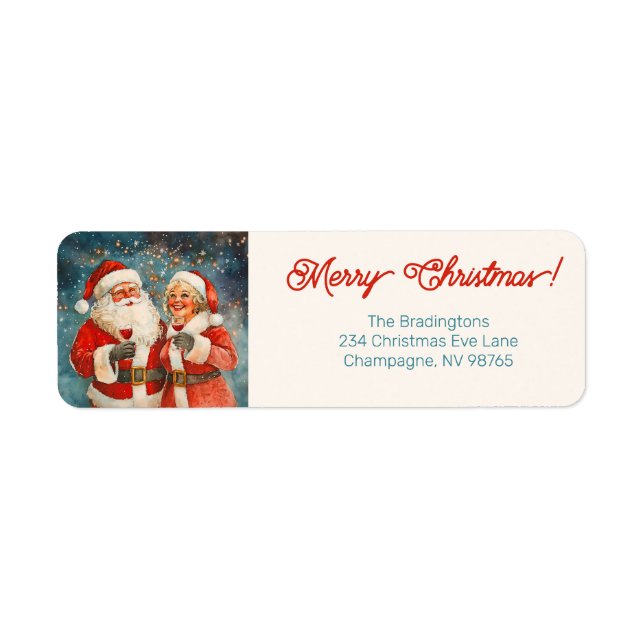 Santa Mrs Claus Merry Christmas Label (Front)