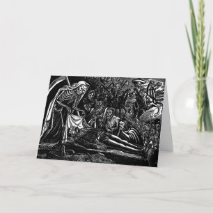 Santa Muerte and the Soldier c. 1951 Mexico Card