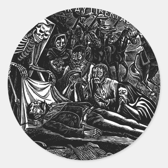 Santa Muerte and the Soldier c. 1951 Mexico Classic Round Sticker (Front)