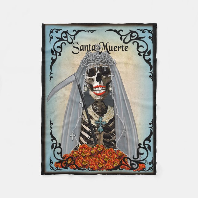 Santa Muerte Fleece Blanket, Small (Front)
