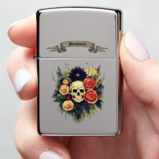 Santa Muerte Goddess Of Death Roses Skull Zippo Lighter
