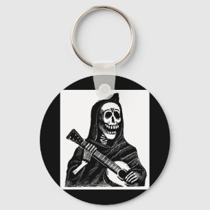 Santa Muerte (Mexican Grim Reaper) Playing Guitar Keychain
