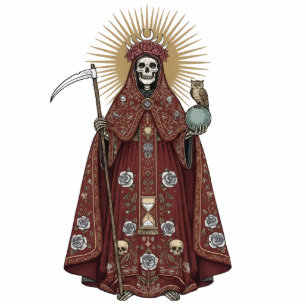 Santa Muerte Saint Holy Death Red Brown 2D Statue