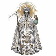 Santa Muerte Saint Holy Death White Robe 2D Statue