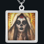 Santa muerte silver plated necklace<br><div class="desc">santa muerte pendant</div>