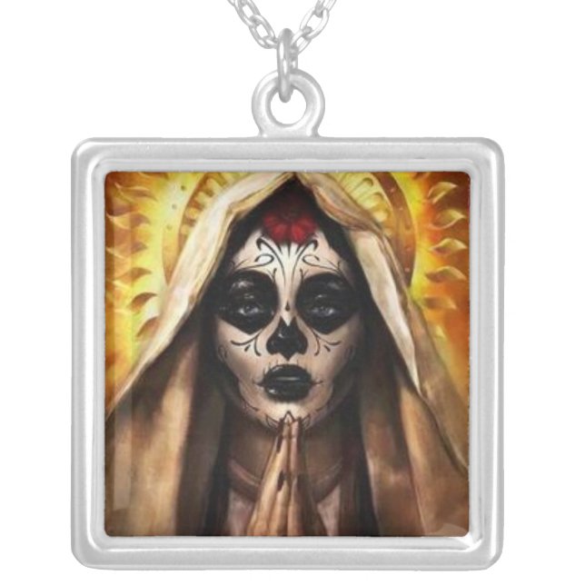 Santa muerte silver plated necklace (Front)