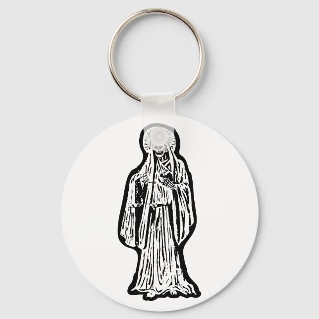 Santa Muerte Statue Keychain (Front)