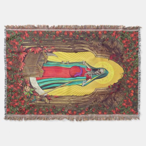 Santa Muerte Tarot _ Holy Death Throw Blanket