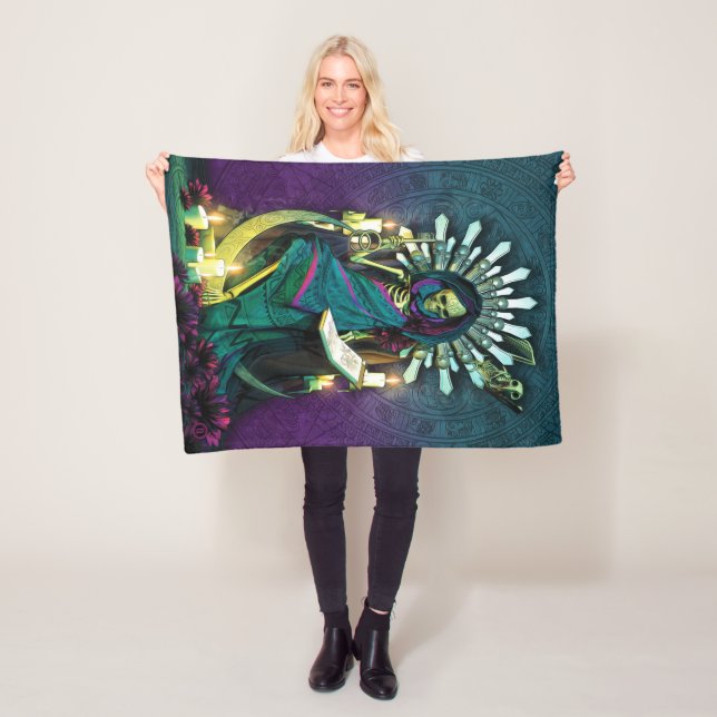 Santa Muerte Tarot - The High Priestess Fleece Blanket (In Situ)