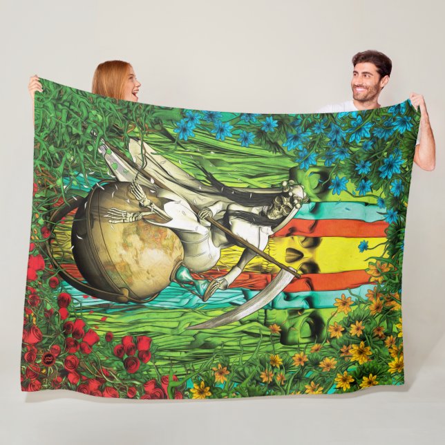 Santa Muerte Tarot - The World Fleece Blanket (In Situ)