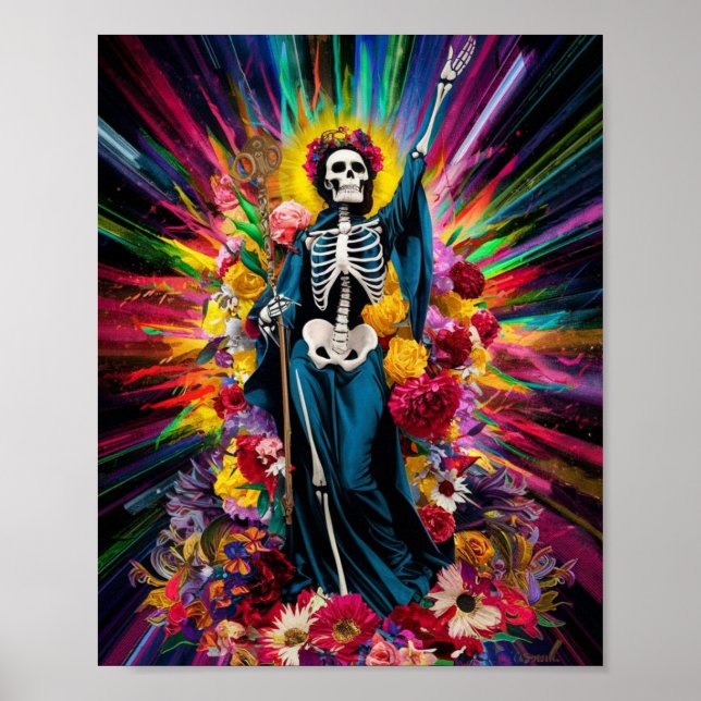 Santa Muerte with Colorful Light Poster (Front)