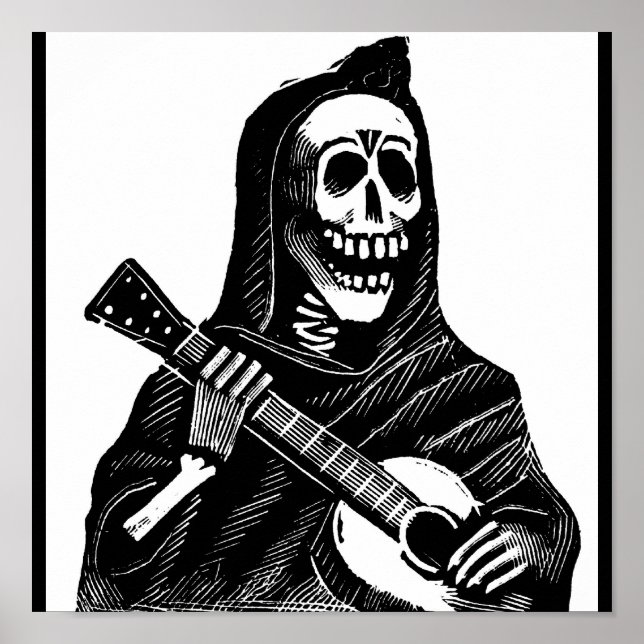 Santa Muerte with Guitar circa early 1900s Poster (Front)