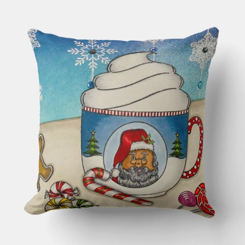 Santa Mug Throw Pillow