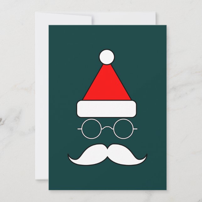 Santa Mustache and Glasses Holiday Card (Front)