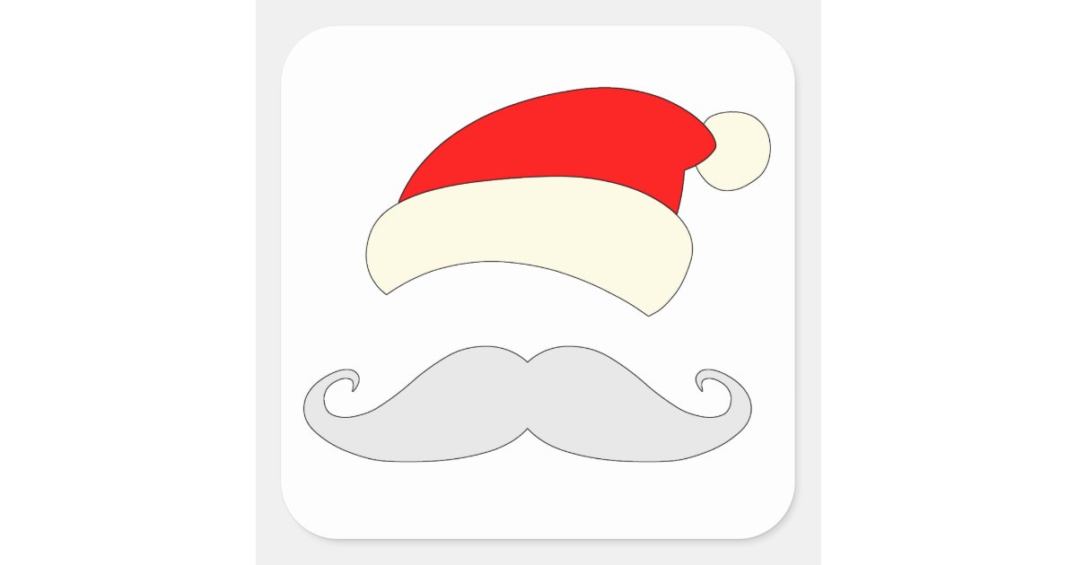 Santa Mustache Square Sticker | Zazzle