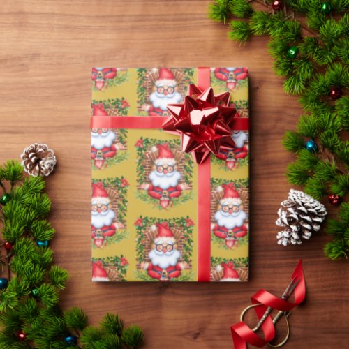 Santa Namaste Yoga Pose Christmas Gift  Wrapping Paper