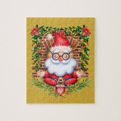 Santa Namaste Yoga Pose Christmas Jigsaw Puzzle