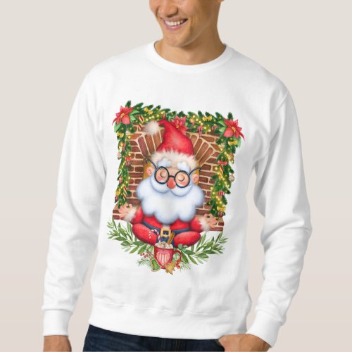 Santa Namaste Yoga Pose Christmas Mens Sweatshirt