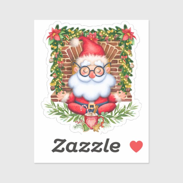 Santa Namaste Yoga Pose Christmas Vinyl Sticker (Sheet)