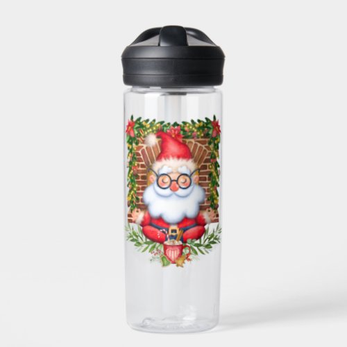 Santa Namaste Yoga Pose Christmas  Water Bottle