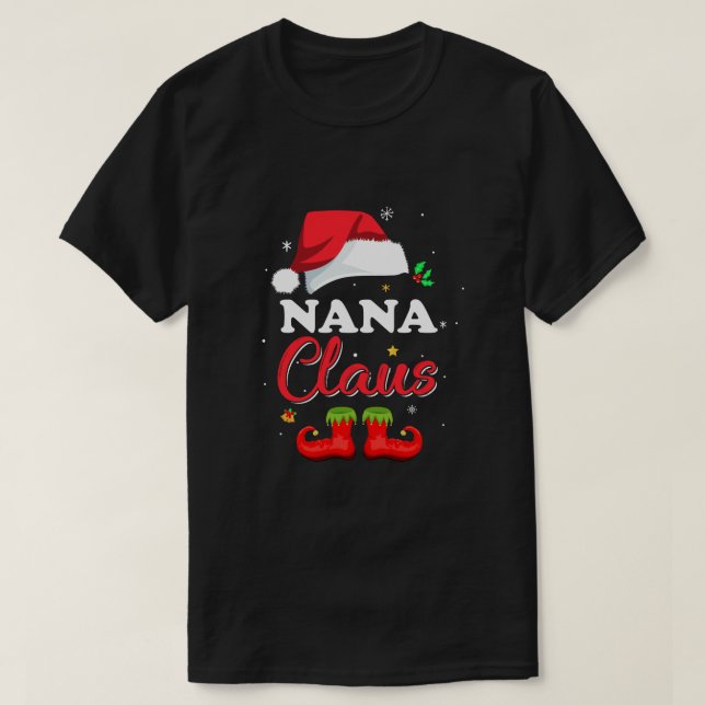 Santa Nana Claus Matching Family Pajamas Christmas T-Shirt (Design Front)