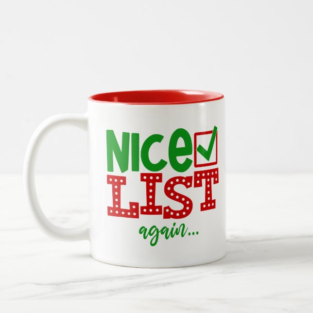 Santa Naughty But Nice Mug | Two Tone Christmas (Left)