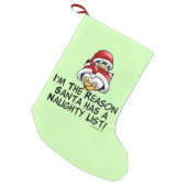 Santa Naughty List Christmas Penguin Small Christmas Stocking (Front (Hanging))