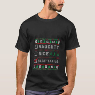 Santa Naughty Nice Sagittarius Zodiac Ugly Christm T-Shirt