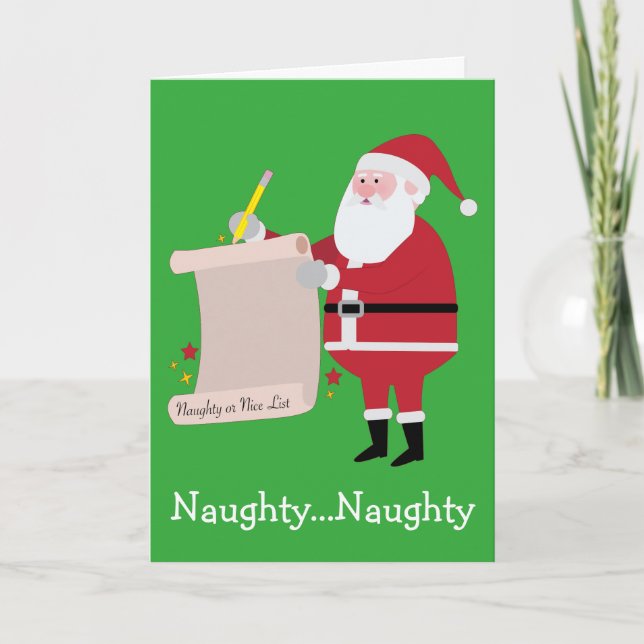 Santa Naughty or Nice List Christmas Holiday Card (Front)